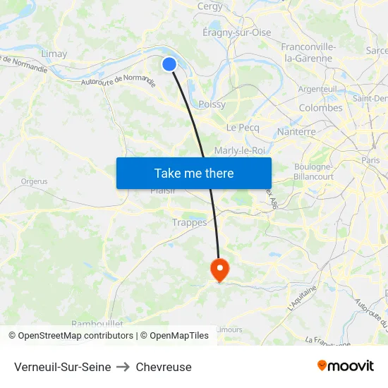 Verneuil-Sur-Seine to Chevreuse map