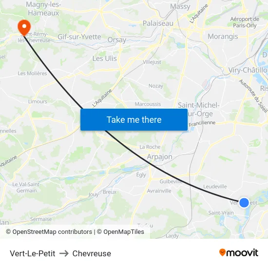 Vert-Le-Petit to Chevreuse map
