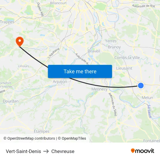 Vert-Saint-Denis to Chevreuse map