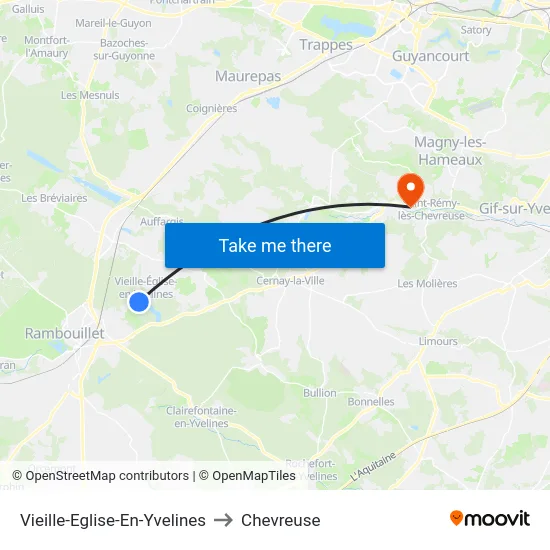 Vieille-Eglise-En-Yvelines to Chevreuse map