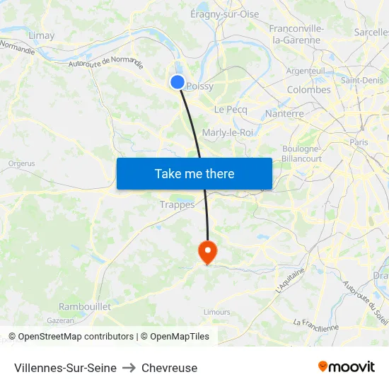 Villennes-Sur-Seine to Chevreuse map