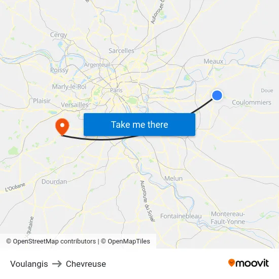 Voulangis to Chevreuse map