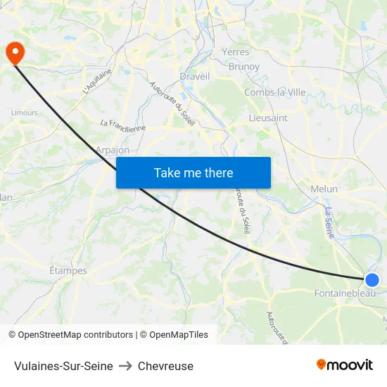 Vulaines-Sur-Seine to Chevreuse map