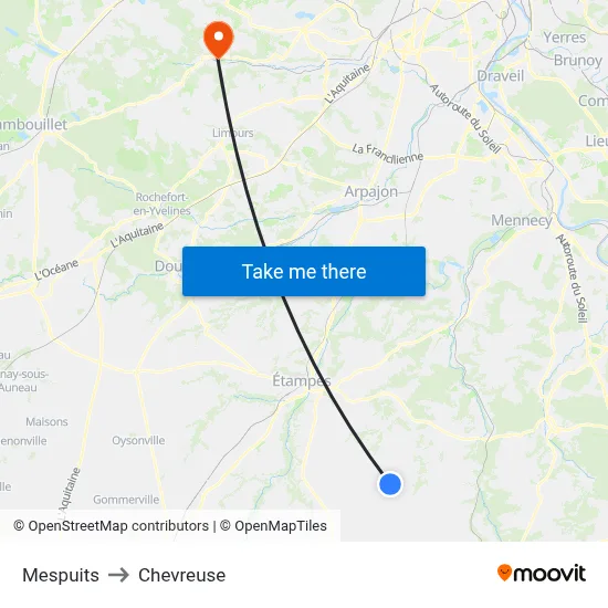 Mespuits to Chevreuse map