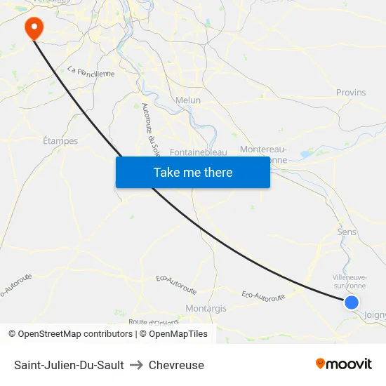 Saint-Julien-Du-Sault to Chevreuse map