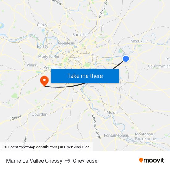 Marne-La-Vallée Chessy to Chevreuse map