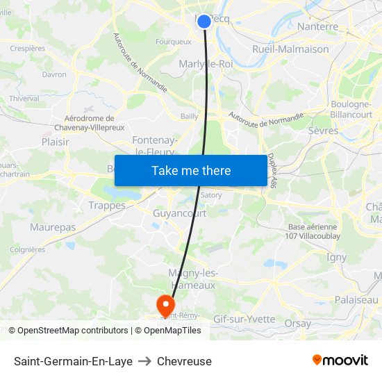 Saint-Germain-En-Laye to Chevreuse map