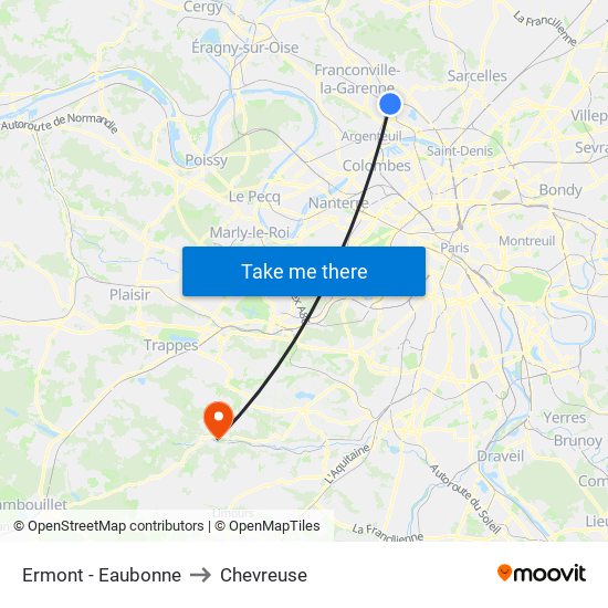 Ermont - Eaubonne to Chevreuse map