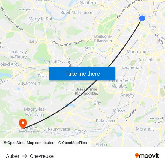 Auber to Chevreuse map