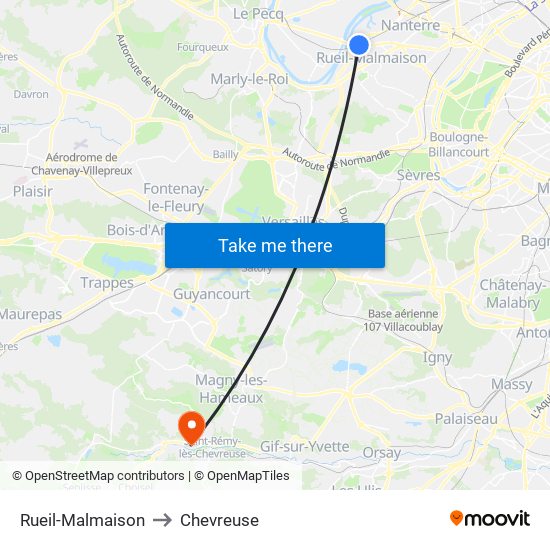 Rueil-Malmaison to Chevreuse map