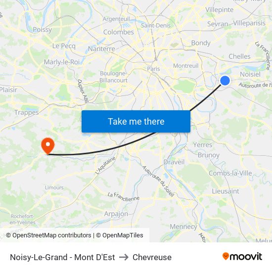 Noisy-Le-Grand - Mont D'Est to Chevreuse map