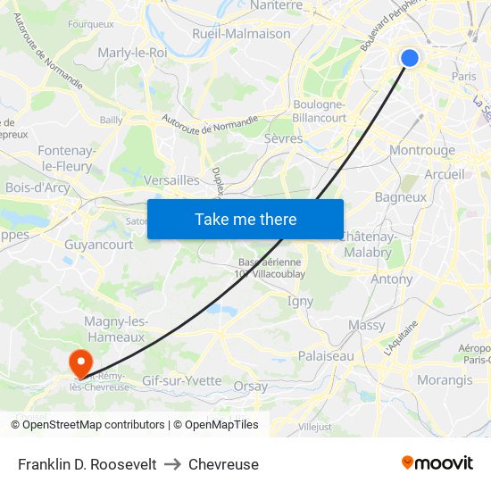 Franklin D. Roosevelt to Chevreuse map