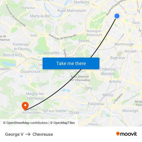 George V to Chevreuse map