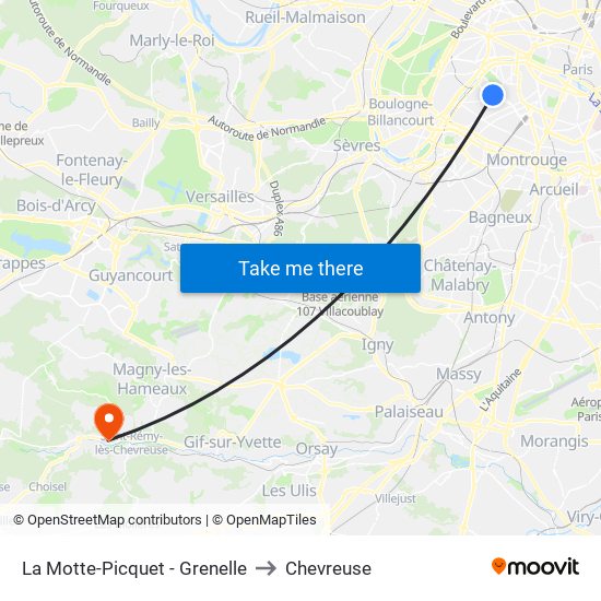 La Motte-Picquet - Grenelle to Chevreuse map