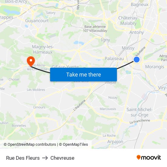 Rue Des Fleurs to Chevreuse map