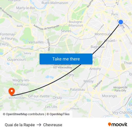 Quai de la Rapée to Chevreuse map