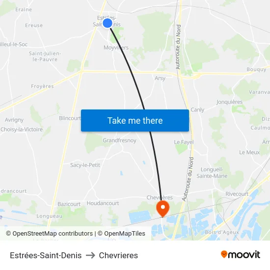 Estrées-Saint-Denis to Chevrieres map