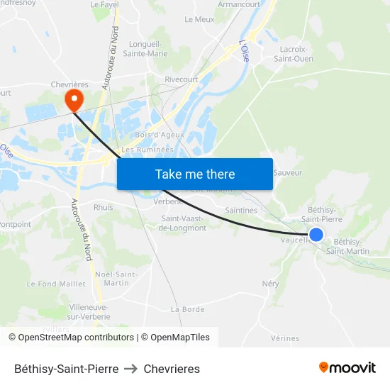 Béthisy-Saint-Pierre to Chevrieres map