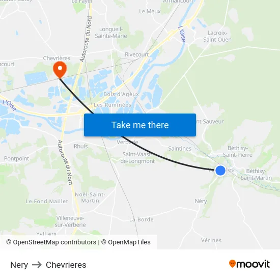 Nery to Chevrieres map
