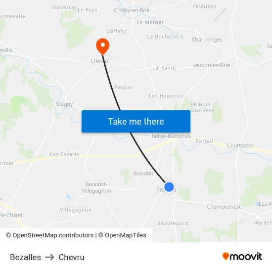 Bezalles to Chevru map