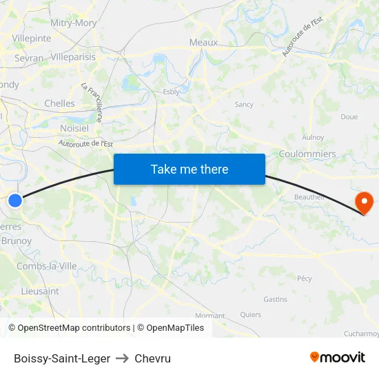 Boissy-Saint-Leger to Chevru map