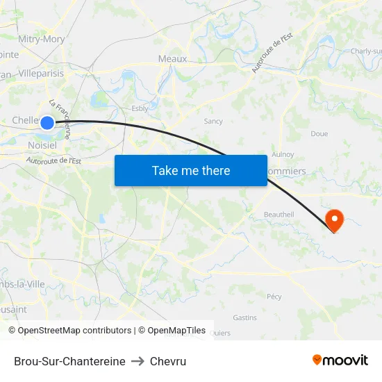 Brou-Sur-Chantereine to Chevru map
