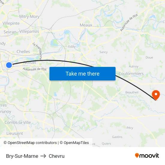 Bry-Sur-Marne to Chevru map