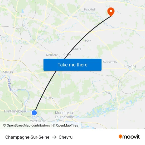 Champagne-Sur-Seine to Chevru map