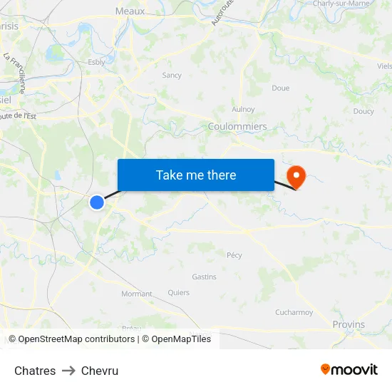 Chatres to Chevru map