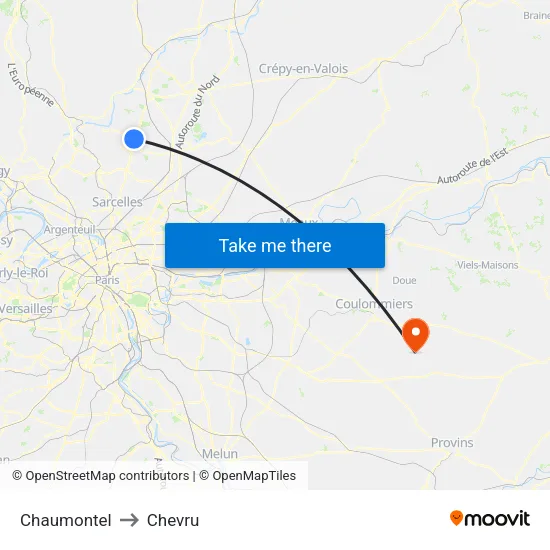 Chaumontel to Chevru map