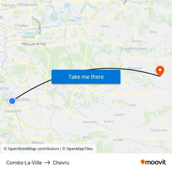 Combs-La-Ville to Chevru map