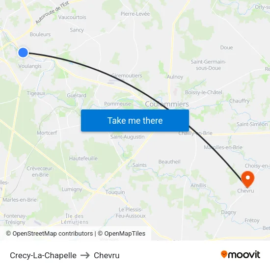 Crecy-La-Chapelle to Chevru map