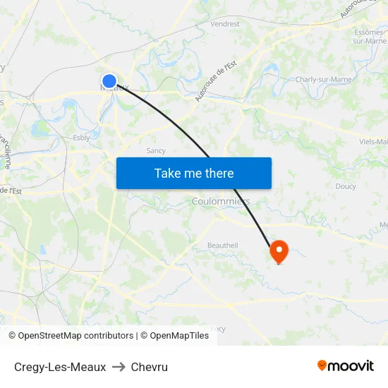 Cregy-Les-Meaux to Chevru map