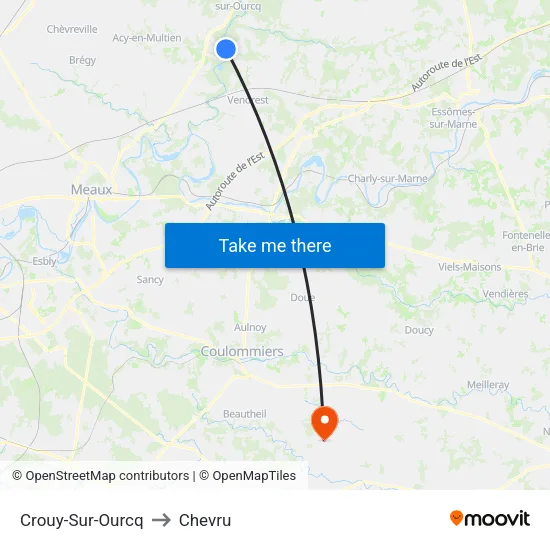 Crouy-Sur-Ourcq to Chevru map