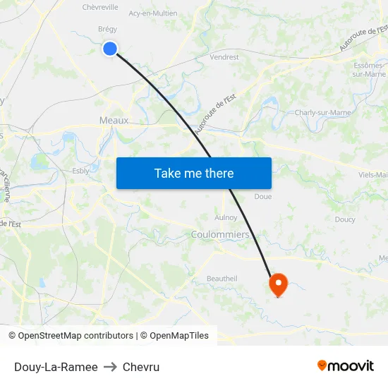 Douy-La-Ramee to Chevru map