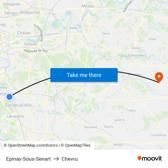 Epinay-Sous-Senart to Chevru map