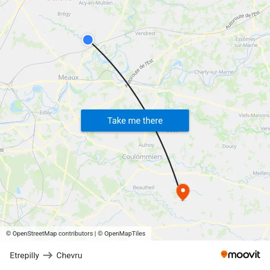 Etrepilly to Chevru map