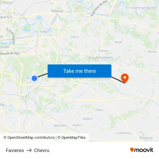 Favieres to Chevru map