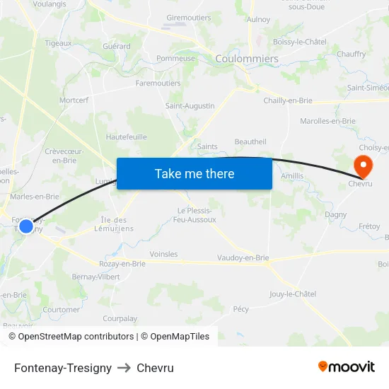 Fontenay-Tresigny to Chevru map