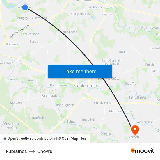 Fublaines to Chevru map