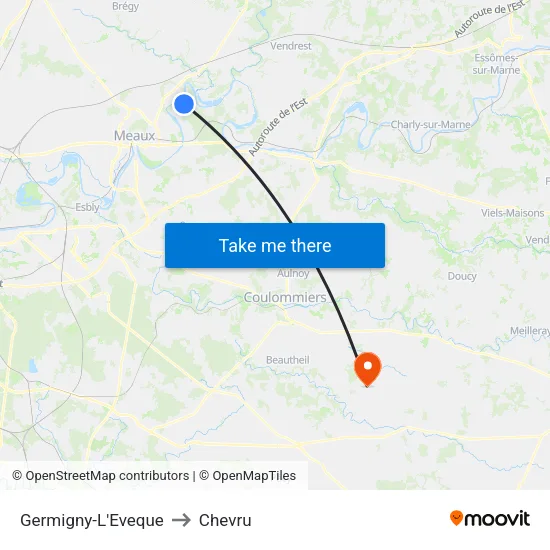 Germigny-L'Eveque to Chevru map