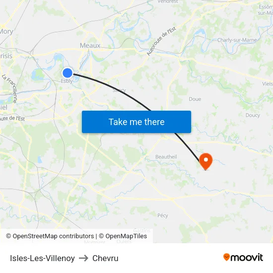 Isles-Les-Villenoy to Chevru map