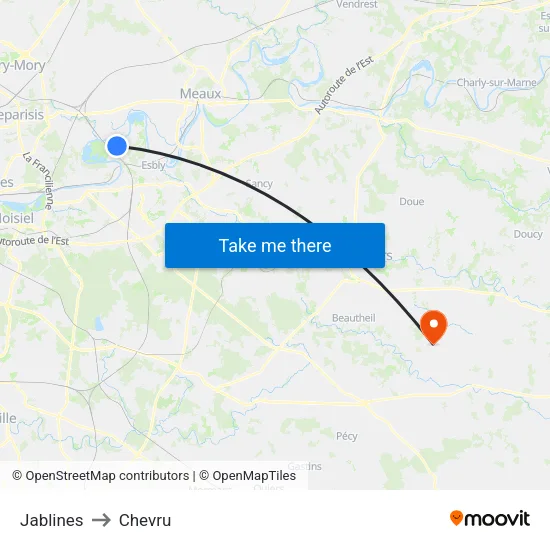 Jablines to Chevru map
