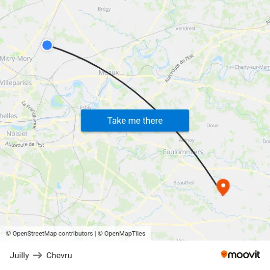Juilly to Chevru map