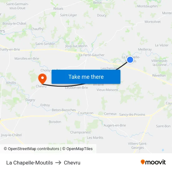 La Chapelle-Moutils to Chevru map