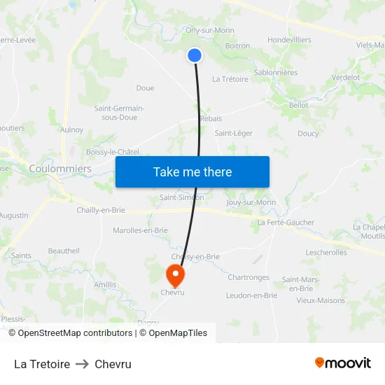 La Tretoire to Chevru map