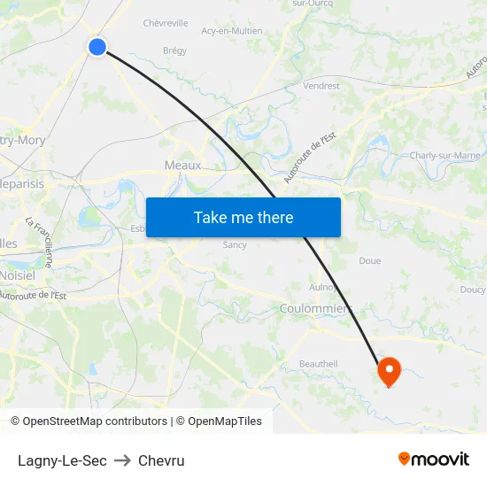 Lagny-Le-Sec to Chevru map