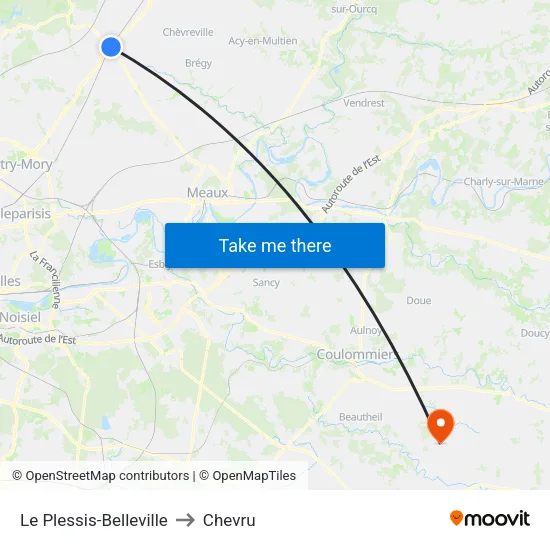Le Plessis-Belleville to Chevru map