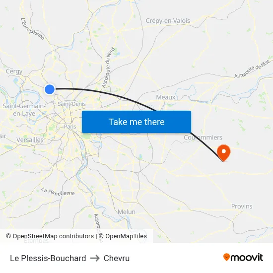Le Plessis-Bouchard to Chevru map