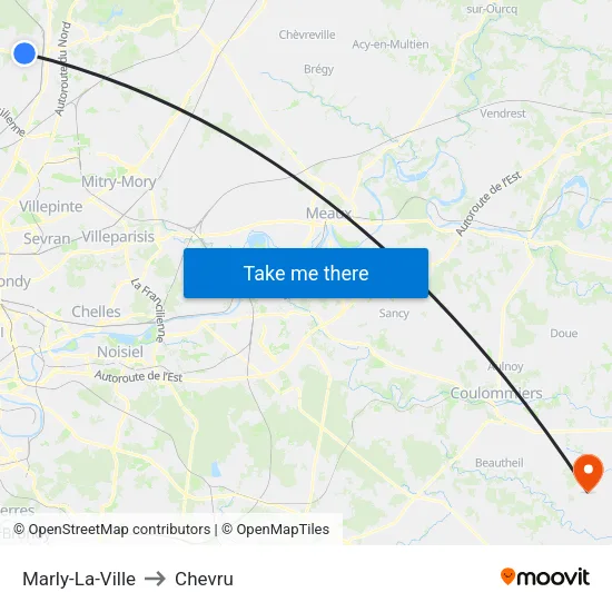 Marly-La-Ville to Chevru map